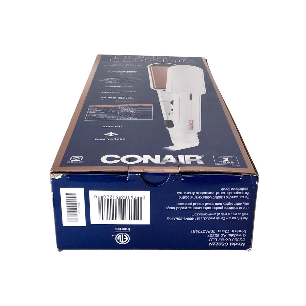 Conair Double Ceramic 1‎ 1/2 Inch Flat Iron Hair Straightener Extra Wide Plates - Picture 9 of 11